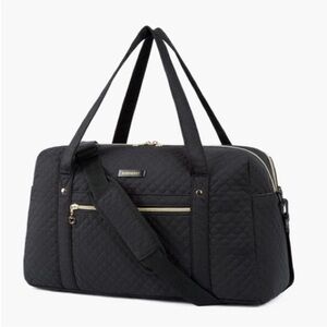 BAGSMART quilted black Duffle Bag 37L Large Carry On Weekender  Bag